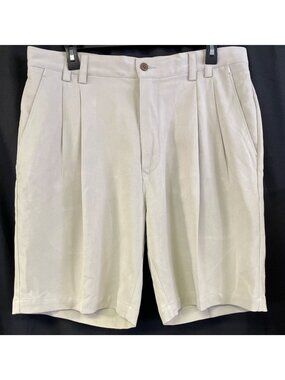Tommy Bahama Men's Tan Pleated front Silk Shorts Size 34 SKU 3622